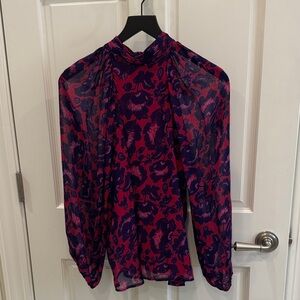 Anthropologie Red and Purple Floral Blouse